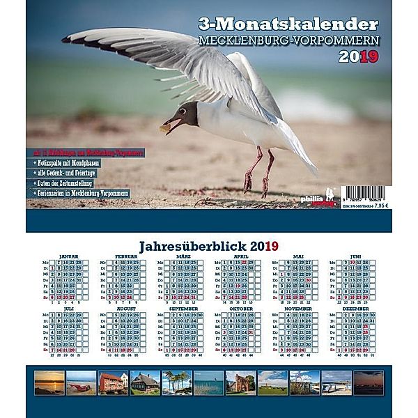 Mecklenburg-Vorpommern 2019 3-Monatskalender, Jörg Neubert