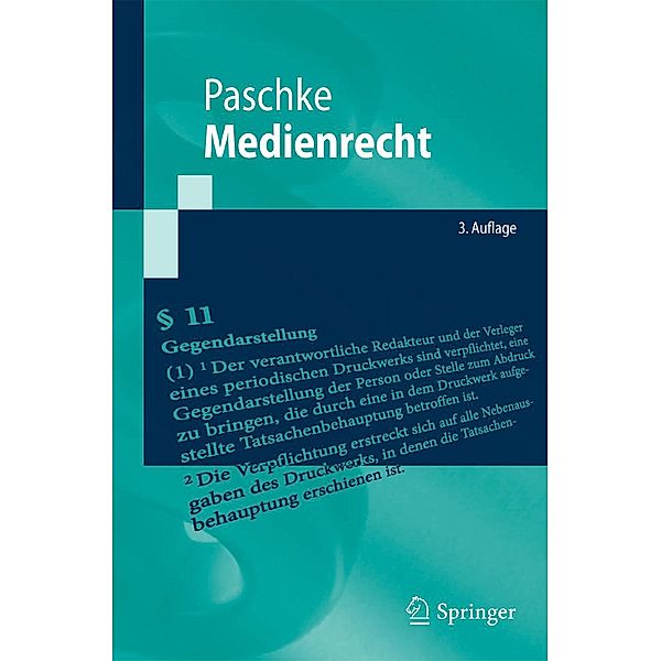 Medienrecht / Springer-Lehrbuch, Marian Paschke