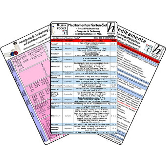 Medikamenten Karten-Set - Notfallmedikamente, Analgesie & Sedierung,  Inkompatibilitäten intravenöser Medikamente Buch versandkostenfrei bei  Weltbild.de bestellen