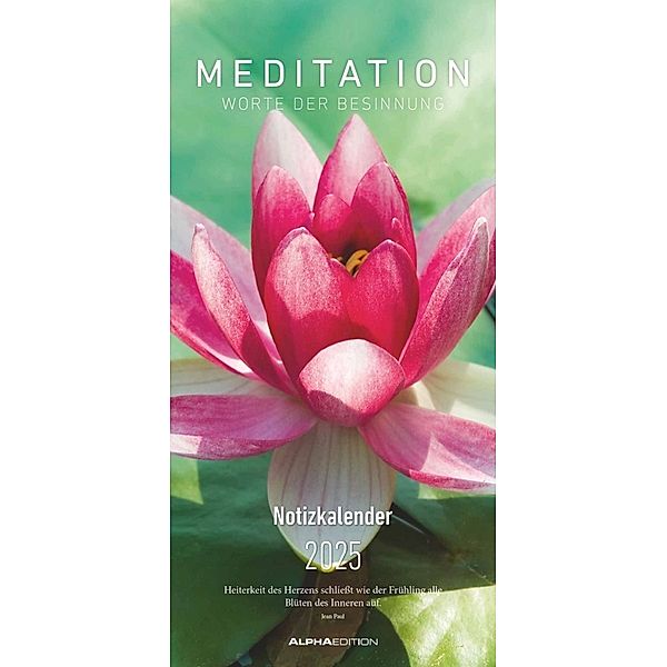 Meditation 2025 - Streifenplaner 22 x45 cm - mit einer Spalte für Eintragungen und einer für Geburtstage - Familienkalender - Familienplaner - Achtsamkeit