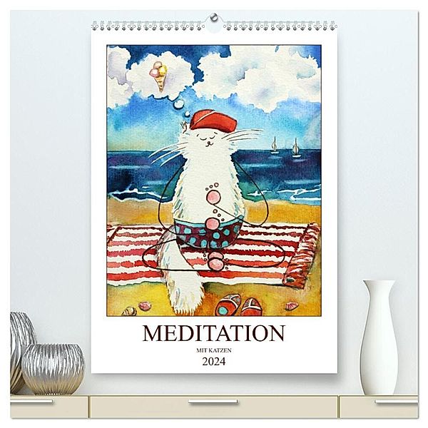 Meditation mit Katzen (hochwertiger Premium Wandkalender 2024 DIN A2 hoch), Kunstdruck in Hochglanz, Lia Amarta Ignatova