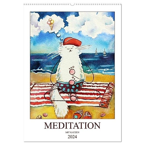 Meditation mit Katzen (Wandkalender 2024 DIN A2 hoch), CALVENDO Monatskalender, Lia Amarta Ignatova