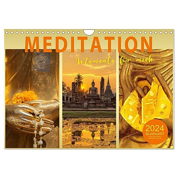 MEDITATION Momente für mich (Wandkalender 2024 DIN A4 quer), CALVENDO Monatskalender, BuddhaART
