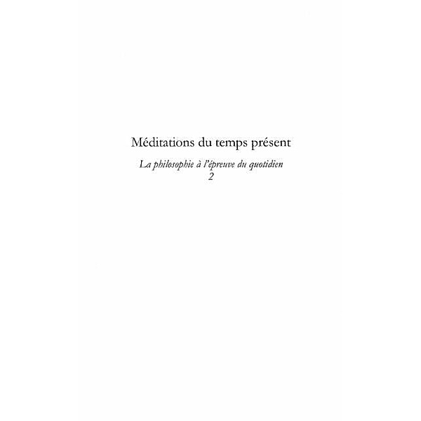 Meditations du temps present / Hors-collection, Marianne Perruche