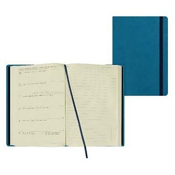 Medium Weekly Diary With Notebook 12 Month 2021 - Petrol Blue