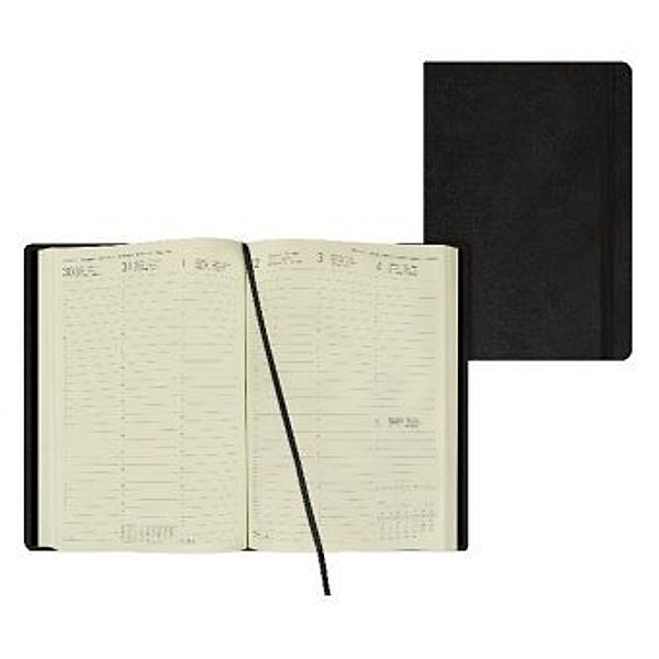 Medium Weekly Diary With Notebook 12 Month 2021 - Black