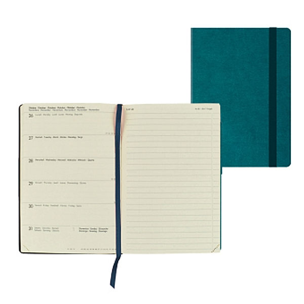 Medium Weekly Diary With Notebook 12 Month 2023 - Petrol Blue