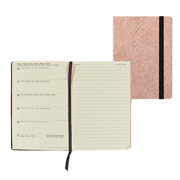 Medium Weekly Diary With Notebook 12 Month 2023 - Rose Gold
