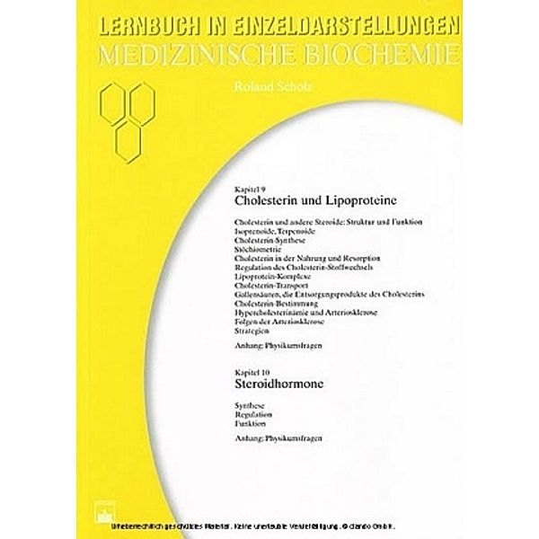 Medizinische Biochemie: Kap.9/10 Cholesterin und Lipoproteine, Steroidhormone