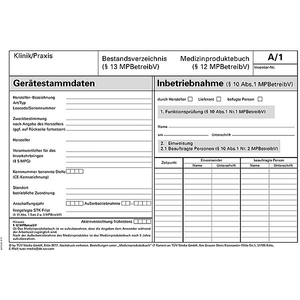 Medizinproduktebuch - Bestandsverzeichnis, Rolf-Dieter Böckmann