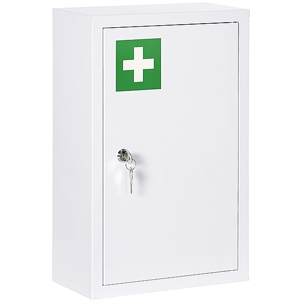 Medizinschrank mit einer Tür und Schloss weiß (Farbe: weiß)