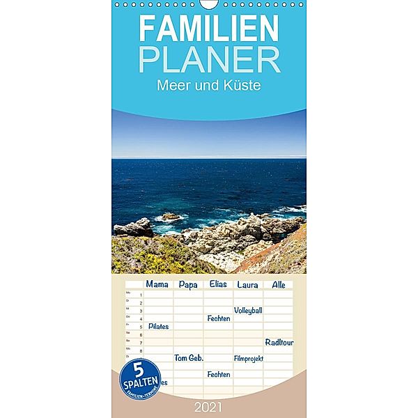 Meer und Küste - Familienplaner hoch (Wandkalender 2021 , 21 cm x 45 cm, hoch), Caladoart