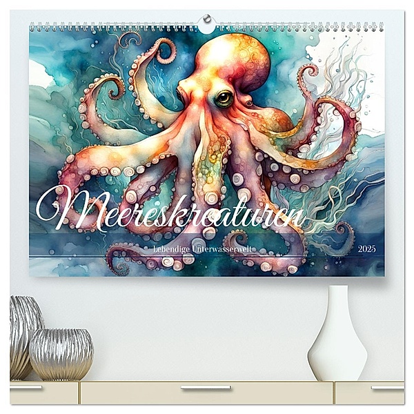 Meereskreaturen - Lebendige Unterwasserwelt (hochwertiger Premium Wandkalender 2025 DIN A2 quer), Kunstdruck in Hochglanz, Calvendo, Dusanka Djeric