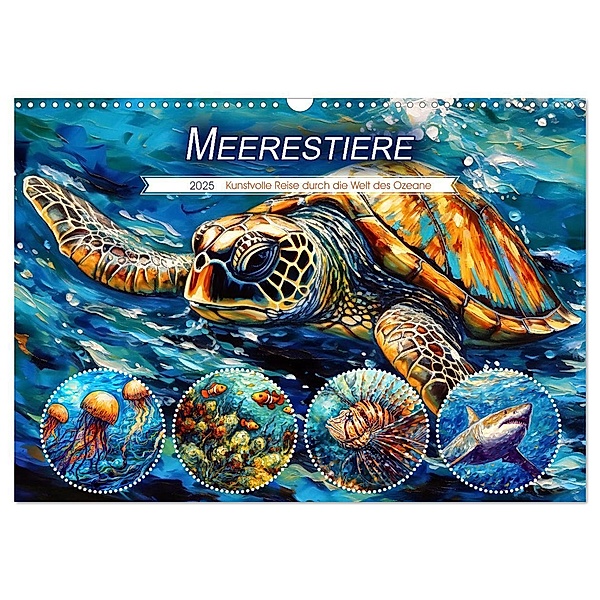 Meerestiere - Kunstvolle Reise durch die Welt der Ozeane (Wandkalender 2025 DIN A3 quer), CALVENDO Monatskalender, Calvendo, Anja Frost