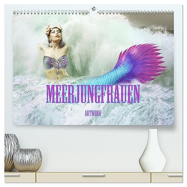 Meerjungfrauen - Artwork (hochwertiger Premium Wandkalender 2025 DIN A2 quer), Kunstdruck in Hochglanz, Calvendo, Liselotte Brunner-Klaus