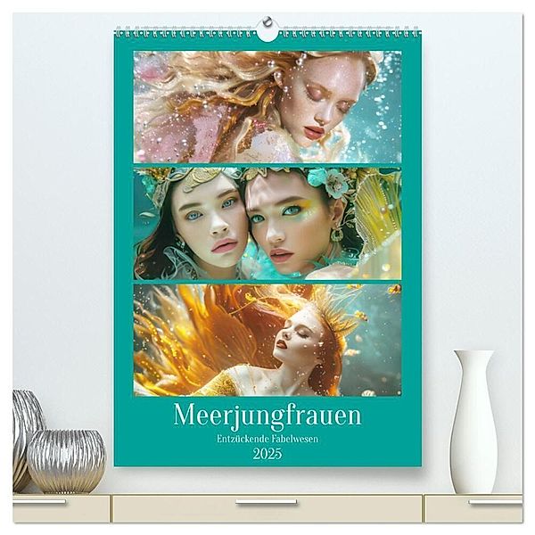 Meerjungfrauen - Entzückende Fabelwesen (hochwertiger Premium Wandkalender 2025 DIN A2 hoch), Kunstdruck in Hochglanz, Calvendo, Liselotte Brunner-Klaus