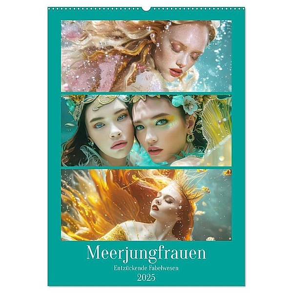Meerjungfrauen - Entzückende Fabelwesen (Wandkalender 2025 DIN A2 hoch), CALVENDO Monatskalender, Calvendo, Liselotte Brunner-Klaus