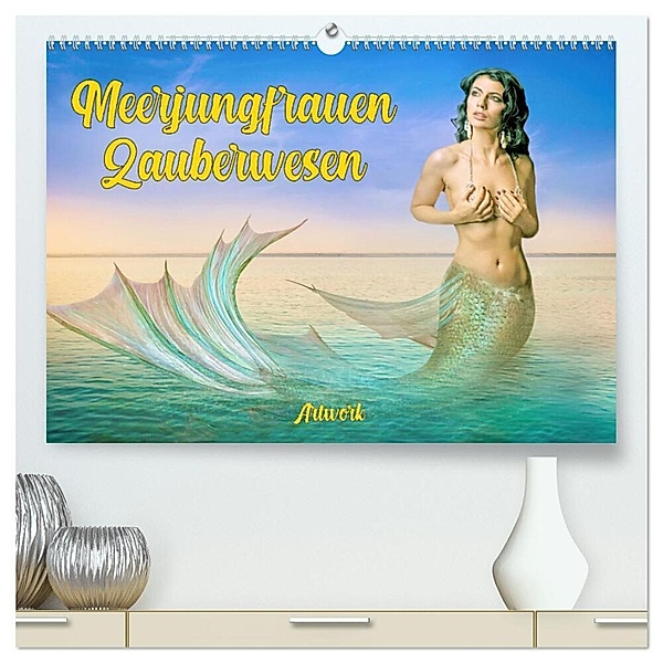 Meerjungfrauen Zauberwesen (hochwertiger Premium Wandkalender 2024 DIN A2 quer), Kunstdruck in Hochglanz, Liselotte Brunner-Klaus