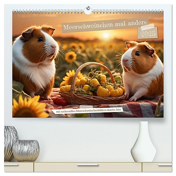 Meerschweinchen mal anders! (hochwertiger Premium Wandkalender 2025 DIN A2 quer), Kunstdruck in Hochglanz, Calvendo, Heidi Spiegler