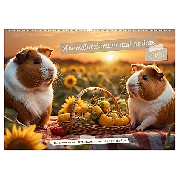 Meerschweinchen mal anders! (Wandkalender 2024 DIN A2 quer), CALVENDO Monatskalender, Calvendo, Heidi Spiegler