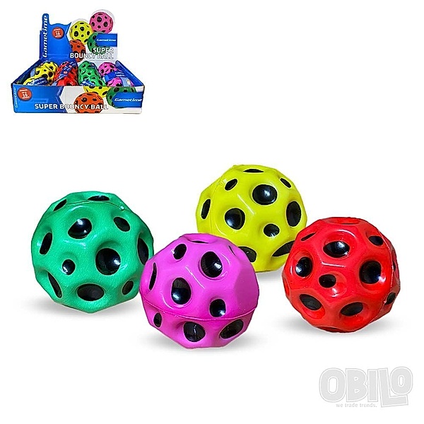 OBILO Mega High Bounce Ball, neon, 4-fach sortiert