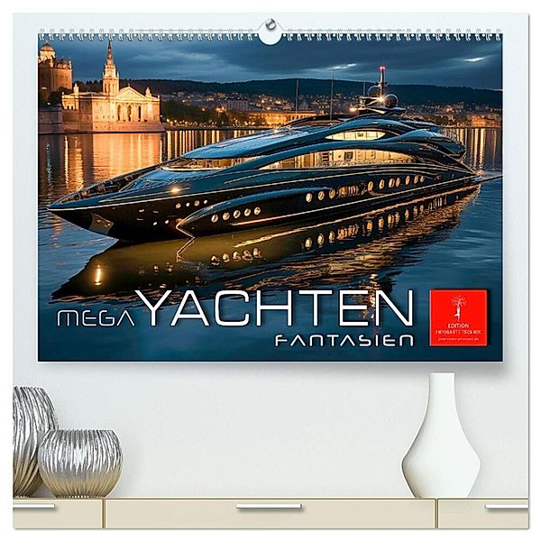 Mega Yachten Fantasien (hochwertiger Premium Wandkalender 2024 DIN A2 quer), Kunstdruck in Hochglanz, Peter Roder