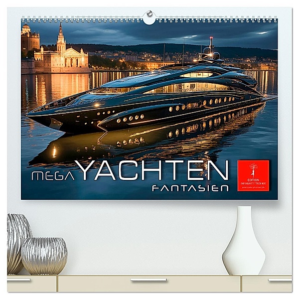 Mega Yachten Fantasien (hochwertiger Premium Wandkalender 2025 DIN A2 quer), Kunstdruck in Hochglanz, Calvendo, Peter Roder