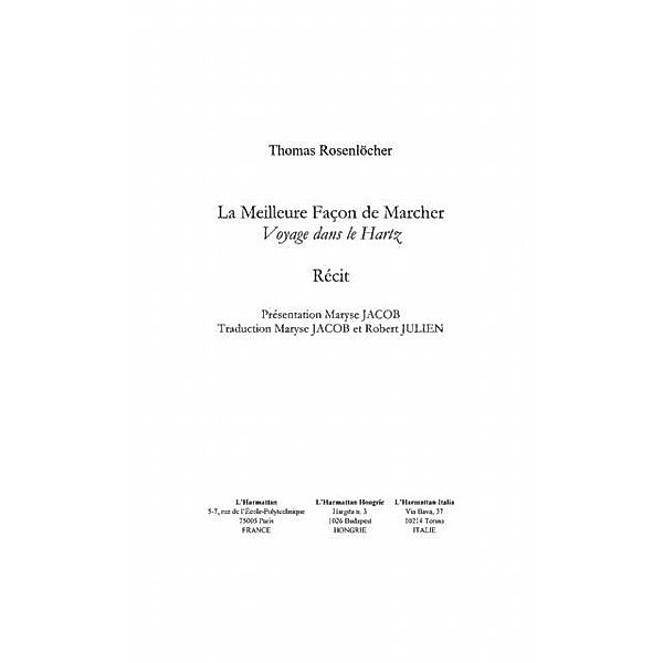 Meilleure facon de marcher La / Hors-collection, Thomas Rosenlocher