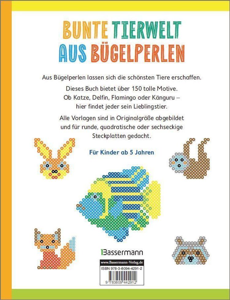 Mein buntes Vorlagenbuch: Bügelperlen - Tiere Buch versandkostenfrei