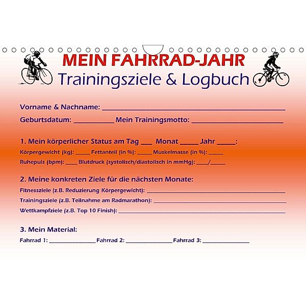 Mein Fahrrad-Jahr: Trainingsziele & Logbuch - Power Year Edition (Wandkalender 2020 DIN A4 quer), Maximilian Buckstern