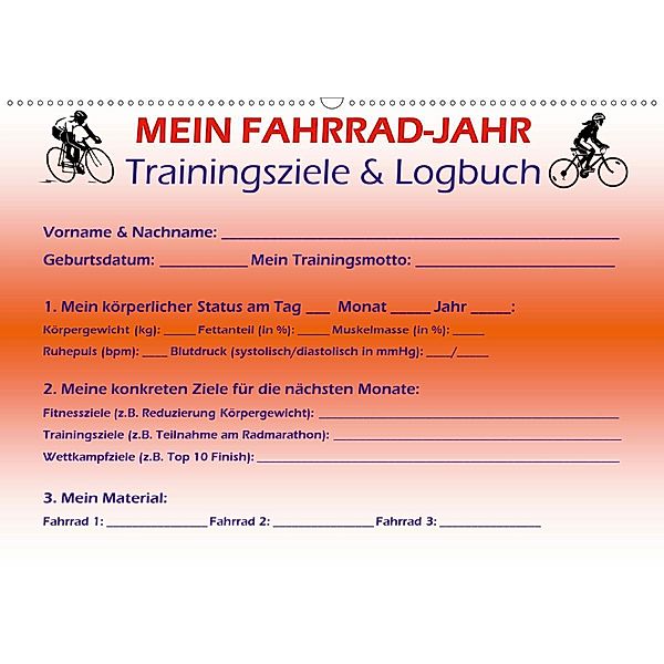 Mein Fahrrad-Jahr: Trainingsziele & Logbuch - Power Year Edition (Wandkalender 2020 DIN A2 quer), Maximilian Buckstern