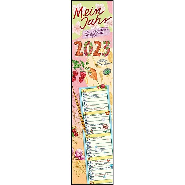 Mein Jahr - Der praktische Alltagsplaner 2023 - Streifenplaner - Wandplaner - Küchen-Kalender - 11,3x49,5