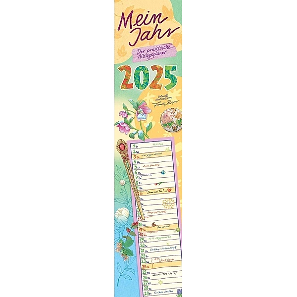 Mein Jahr - Der praktische Alltagsplaner 2025 - Streifenplaner - Wandplaner - Küchen-Kalender - 11,3x49,5
