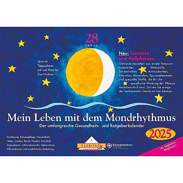 Mein Leben mit dem Mondrhythmus 2025, Taschenkalender, Edith Stadig