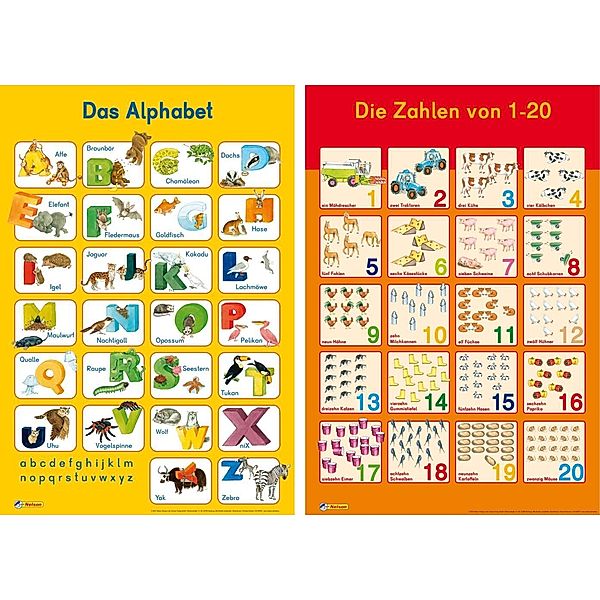 Mein Lernposter: Das Alphabet / Zahlen 1 - 20, 2 Poster