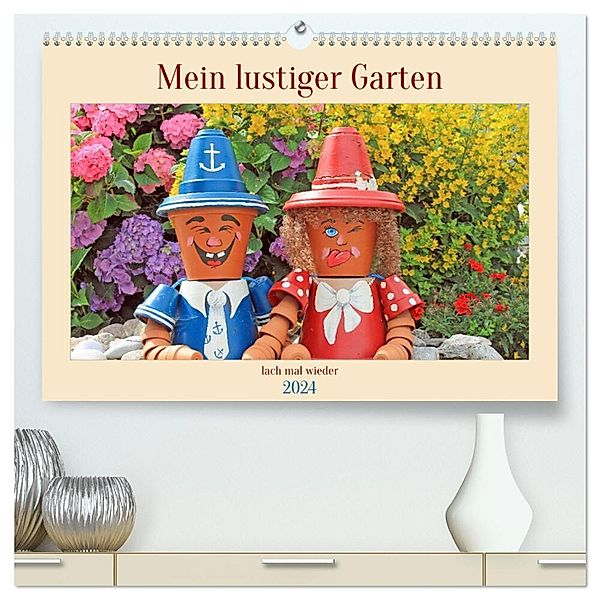 Mein Lustiger Garten, lach mal wieder (hochwertiger Premium Wandkalender 2024 DIN A2 quer), Kunstdruck in Hochglanz, Konstanze Junghanns