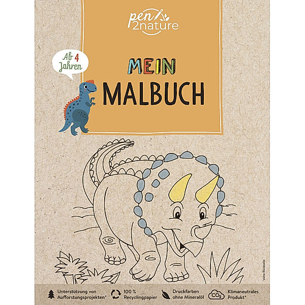 Mein Malbuch Dinosaurier. Umweltfreundliches Malen für Kinder ab 4 Jahren, pen2nature