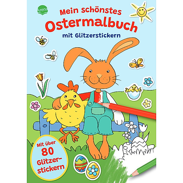 Mein schönstes Ostermalbuch mit Glitzerstickern (Mit über 80 Glitzerstickern), Silke Reimers