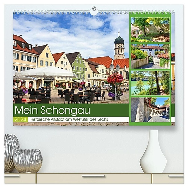 Mein Schongau - Historische Altstadt am Westufer des Lechs (hochwertiger Premium Wandkalender 2024 DIN A2 quer), Kunstdruck in Hochglanz, Michaela Schimmack