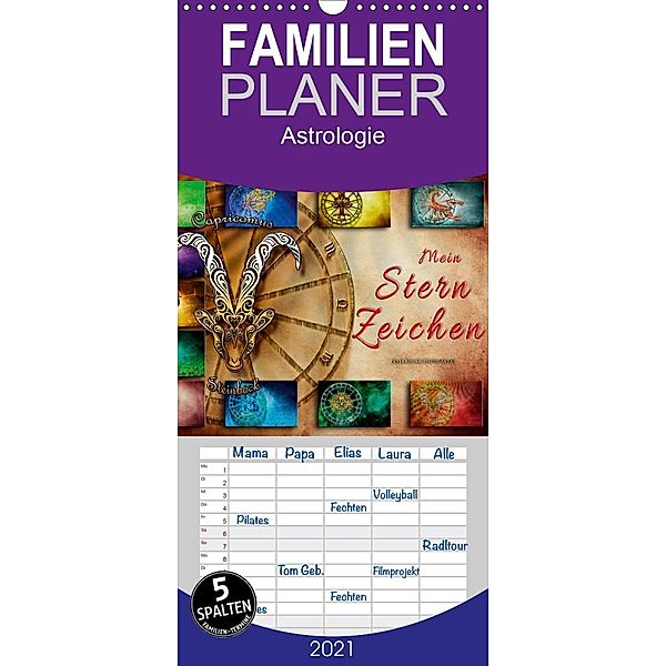 Mein Sternzeichen - Familienplaner hoch (Wandkalender 2021 , 21 cm x 45 cm, hoch), Peter Roder