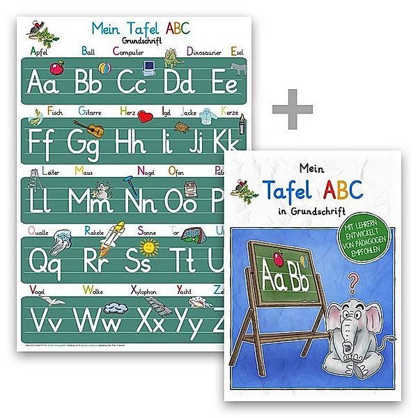 Mein Tafel-ABC Grundschrift Lernposter DIN A4 + Schreiblernheft DIN A5, 2 Teile, E&Z-Verlag GmbH