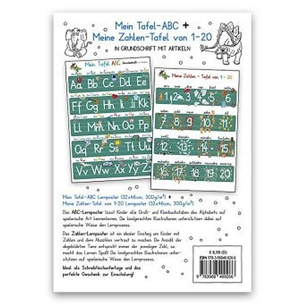 Mein Tafel-ABC in Grundschrift mit Artikeln + Meine Zahlentafel-Set, m. 1 Beilage, 2 Teile, Helga Momm