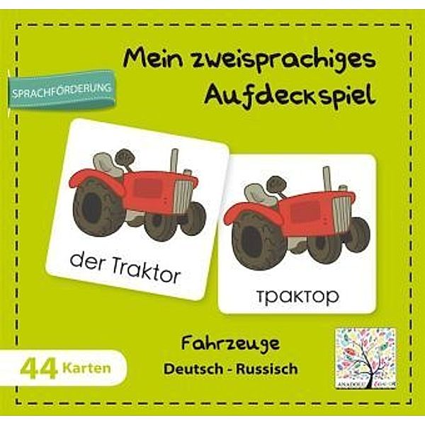 Mein zweisprachiges Aufdeckspiel, Fahrzeuge, Deutsch-Russisch (Kinderspiel)