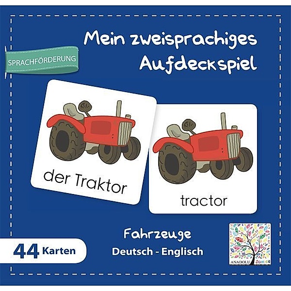 Schulbuchverlag Anadolu Mein zweisprachiges Aufdeckspiel, Fahrzeuge Deutsch-Englisch (Kinderspiel)