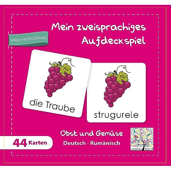 Schulbuchverlag Anadolu Mein zweisprachiges Aufdeckspiel Obst und Gemüse Deutsch-Rumänisch (Kinderspiel)