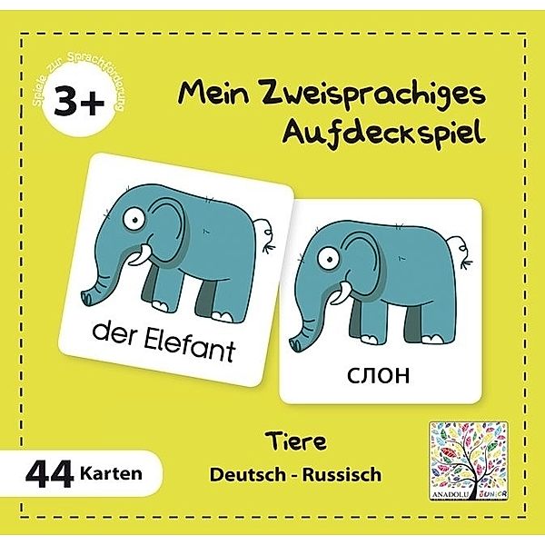 Schulbuchverlag Anadolu Mein Zweisprachiges Aufdeckspiel, Tiere, Russisch (Kinderspiel)