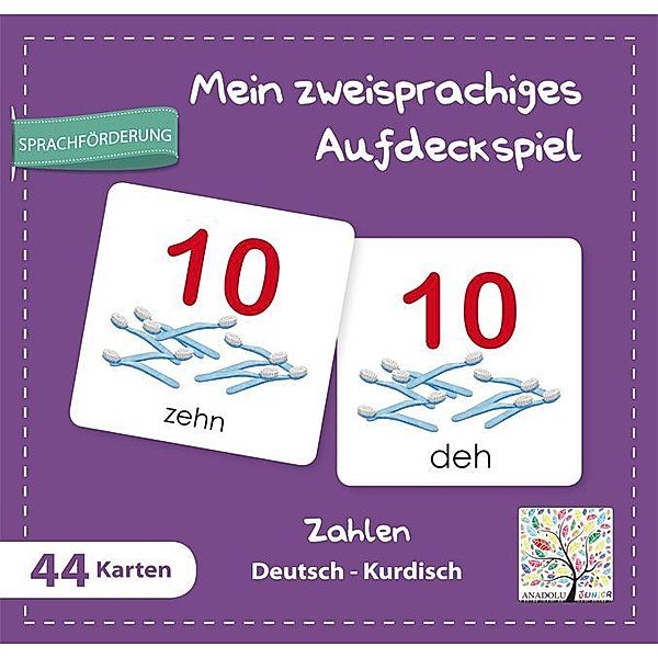 Schulbuchverlag Anadolu Mein zweisprachiges Aufdeckspiel, Zahlen Deutsch-Kurdisch (Kinderspiel)