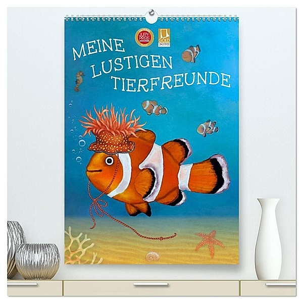 Meine lustigen Tierfeunde (hochwertiger Premium Wandkalender 2024 DIN A2 hoch), Kunstdruck in Hochglanz, Marion Krätschmer