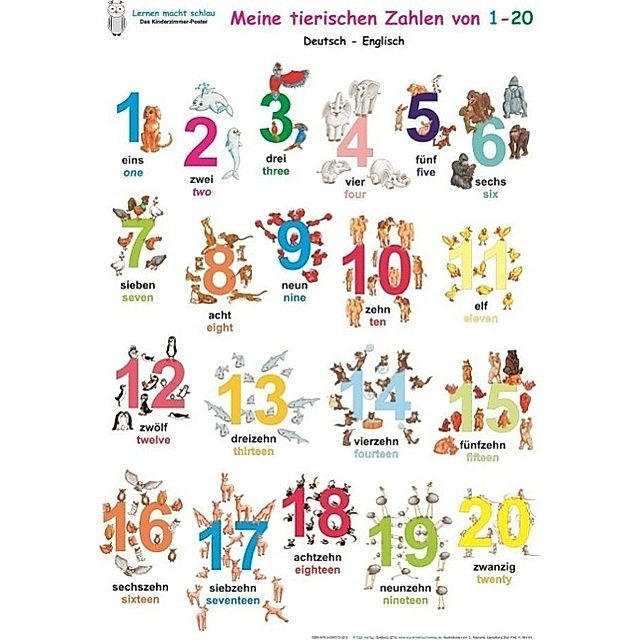 Meine tierischen Zahlen von 1-20, Deutsch Englisch Poster | Weltbild.at