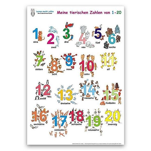 Meine tierischen Zahlen von 1-20 - Meine tierischen Zahlen von 1-20, Poster, Helga Momm